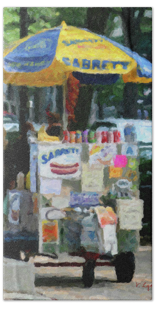 Sabrett Beach Sheet featuring the painting Lunch Cart 2 by Lynne Jenkins
