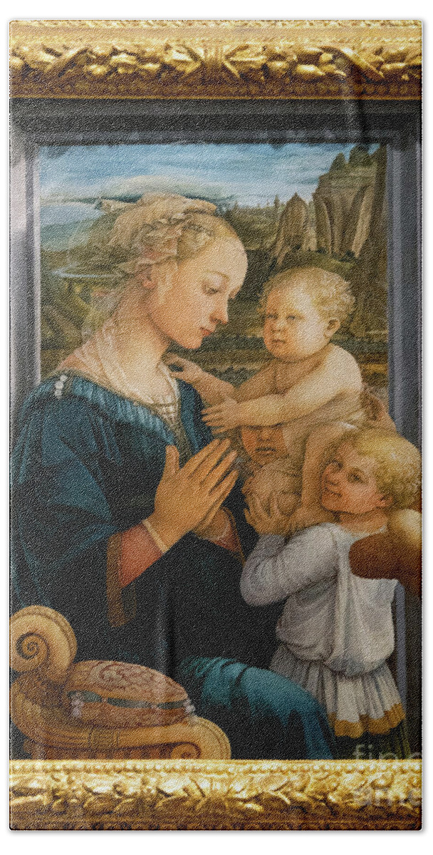 Jesus Beach Sheet featuring the photograph Madonna and Child Lippi The Uffizi Gallery Florence Italy by Wayne Moran