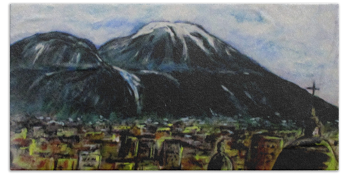 Volcano Beach Towel featuring the mixed media Majestic Vesuvio by Clyde J Kell