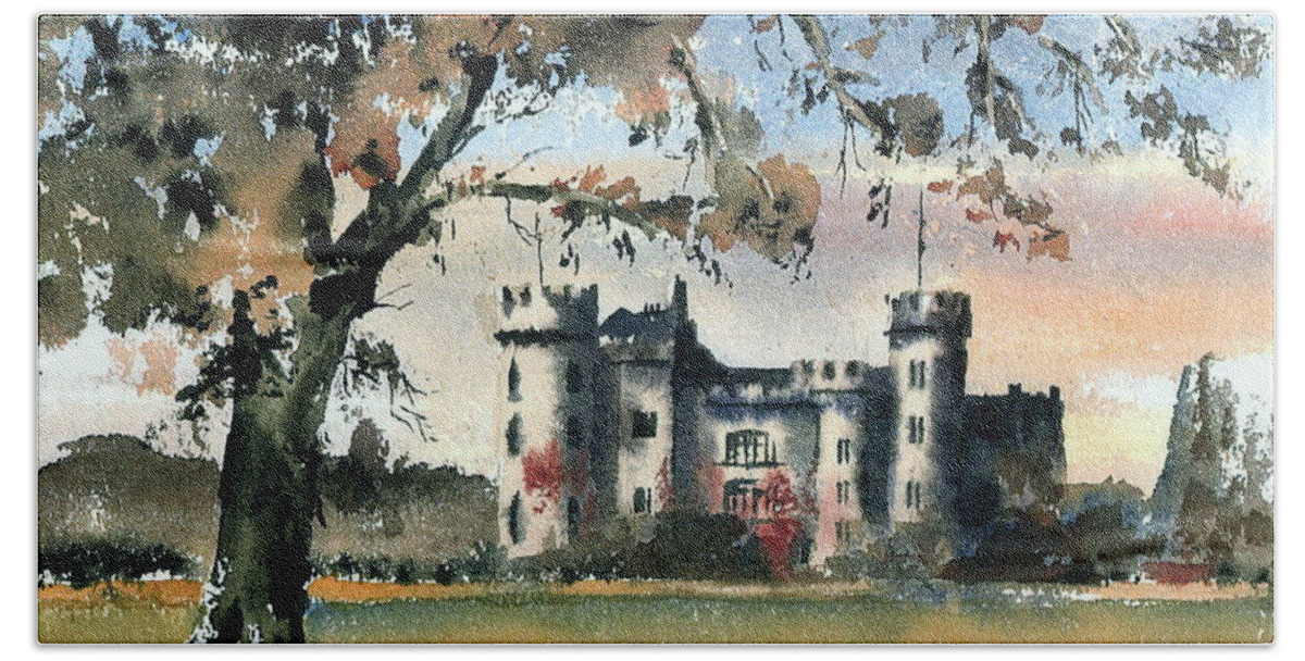 Castles Beach Towel featuring the painting Malahide Castle, Co, Dublin by Val Byrne
