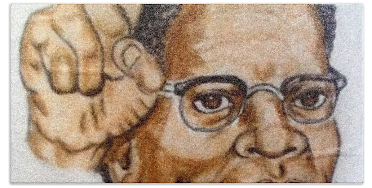 Blak Art Beach Towel featuring the drawing Malcolm X by Joedee