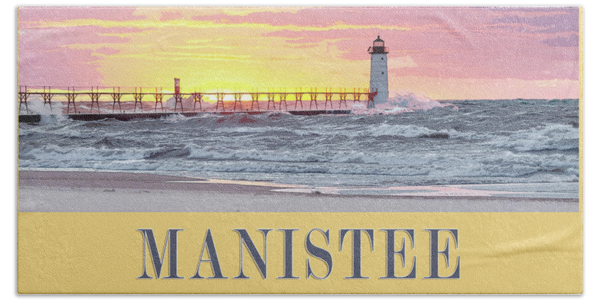 Manistee Beach Towel featuring the photograph Manistee Pierhead Poster by Fran Riley