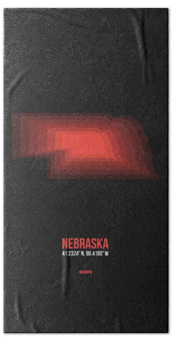 Nebraska Beach Towel featuring the digital art Map of Nebraska 3 by Naxart Studio