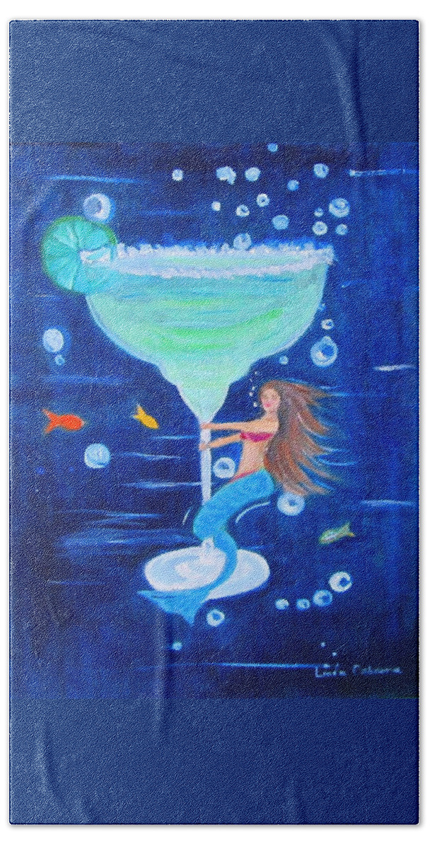 Cocktail Beach Towel featuring the painting Margarita Mermaid by Linda Cabrera