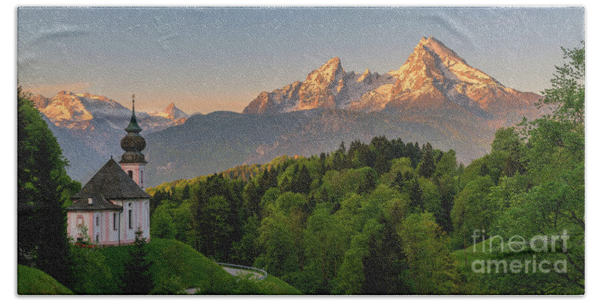 Color Image Beach Towel featuring the photograph Maria Gern, Berchtesgaden by Henk Meijer Photography