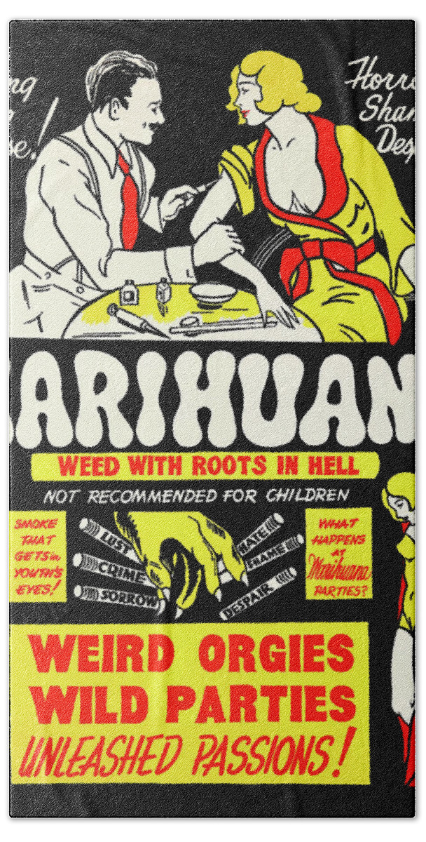 Drug Beach Towel featuring the painting Marihuana: Weed with Roots in Hell by Unknown