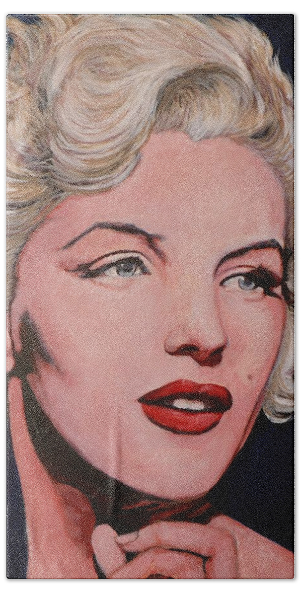 Marilyn Beach Sheet featuring the painting Marilyn Monroe by Tom Roderick