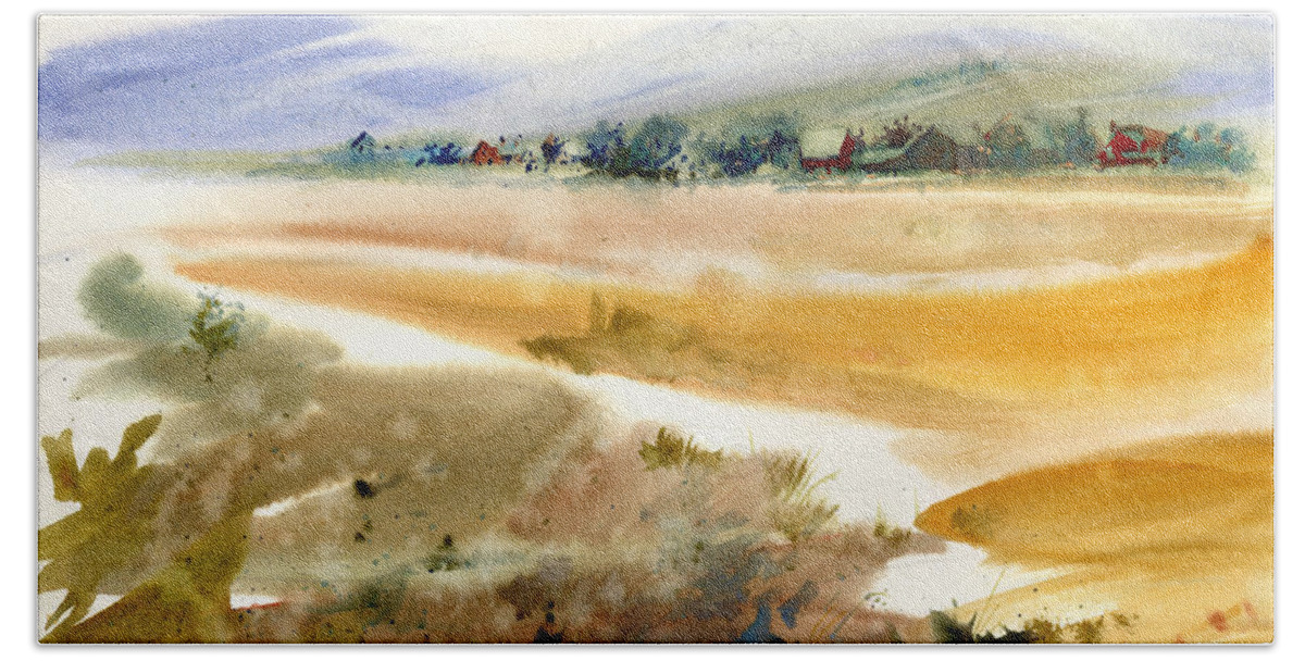 Visco Beach Sheet featuring the painting Marshy Shores of Cape Cod by P Anthony Visco