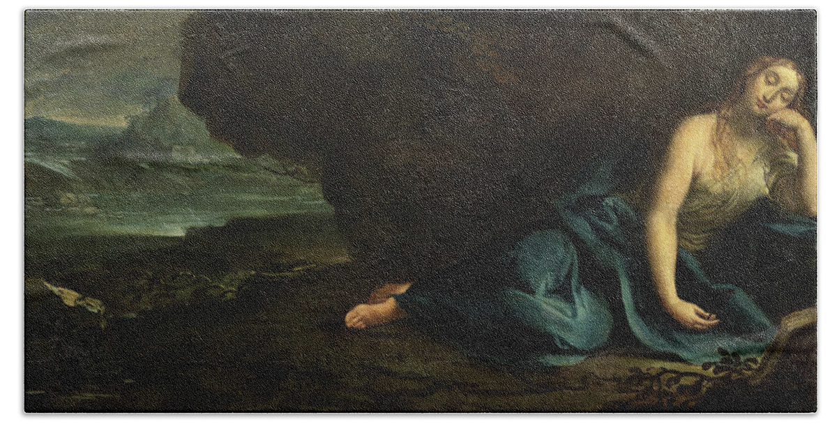 Giuseppe Antonio Petrini Beach Towel featuring the painting Mary Magdalene by Giuseppe Antonio Petrini