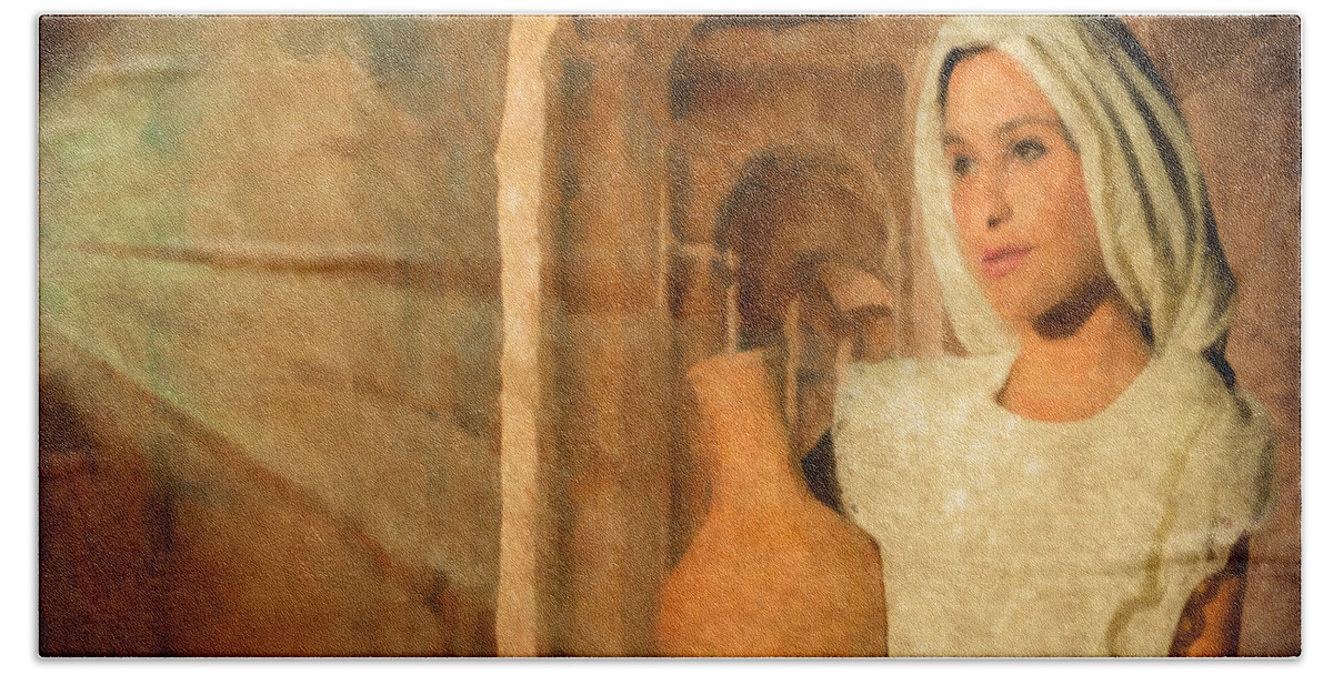 Mary Beach Towel featuring the digital art Mary by Mark Allen