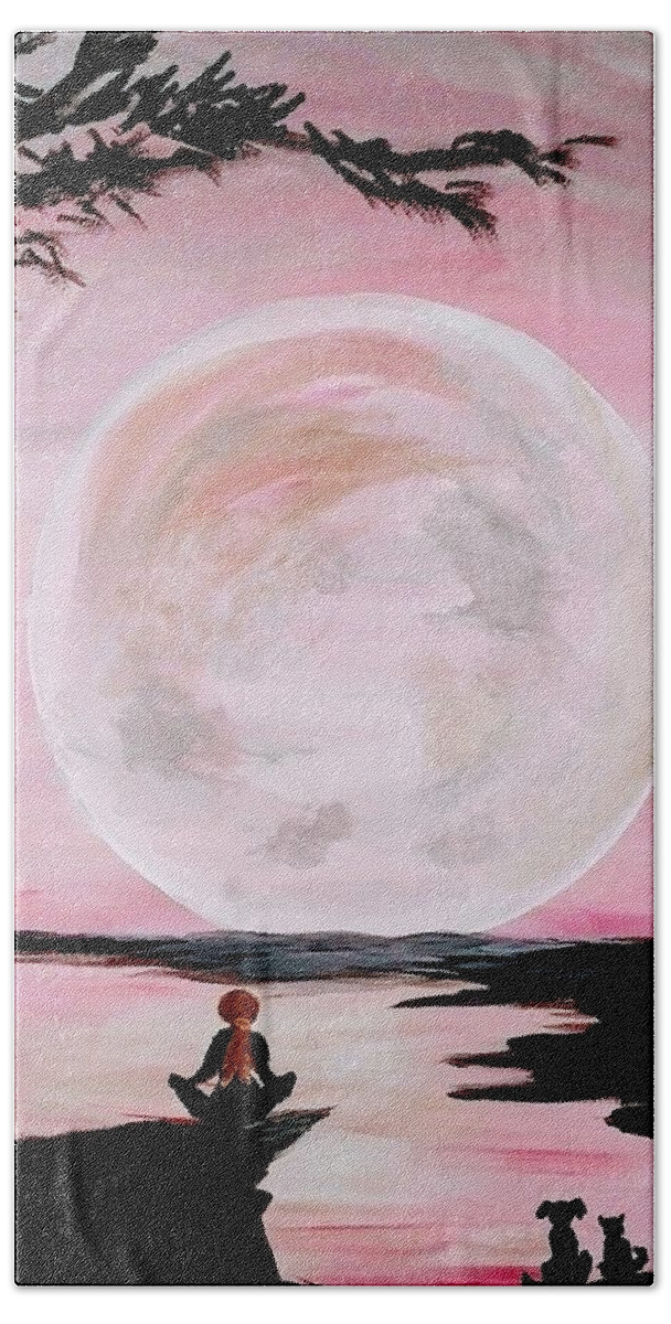 Moon Beach Towel featuring the painting Meditation by Lynne McQueen