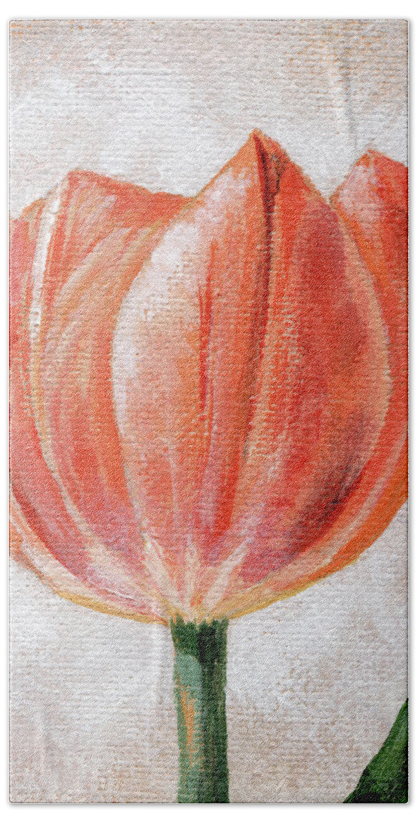 Melon Beach Towel featuring the painting Melon Delight Tulip Painting by Annie Troe