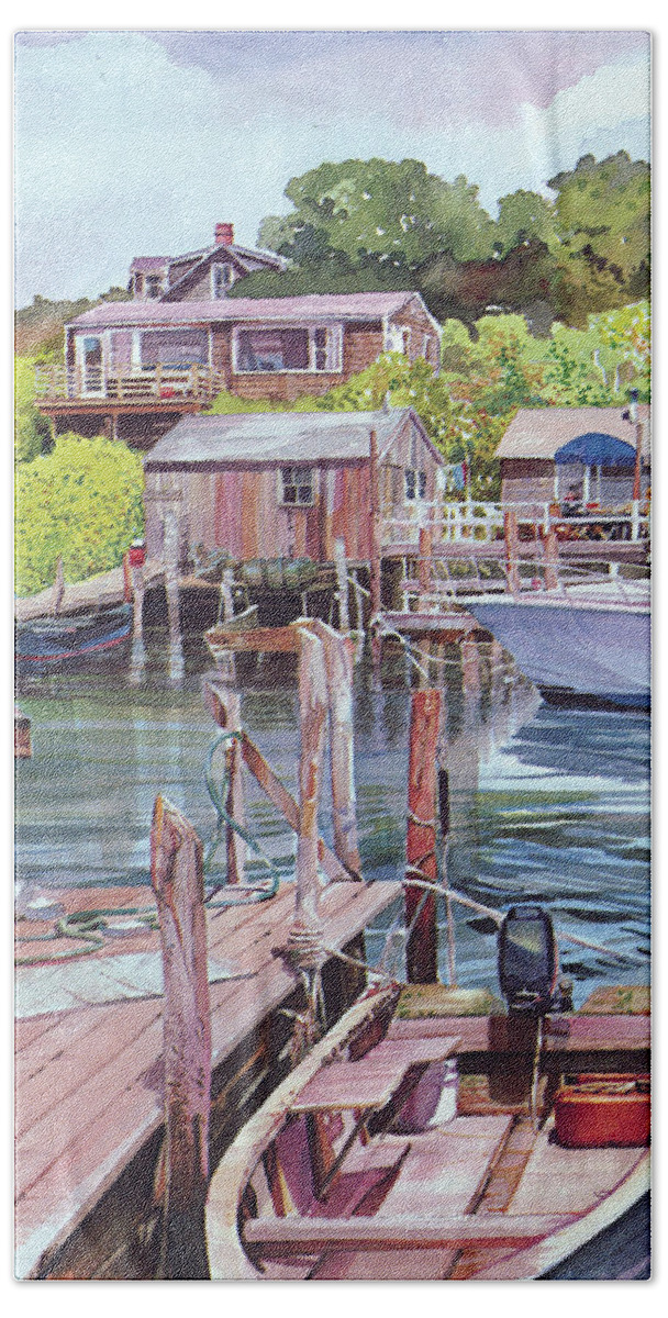 Visco Beach Sheet featuring the painting Menemsha Harbor by P Anthony Visco