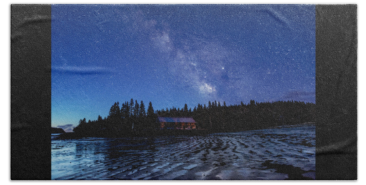 Milky Way Blue Hour At Smokehouse Beach Towel featuring the photograph Milky Way Blue Hour At Smokehouse by Marty Saccone