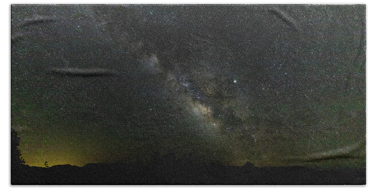 Stars Beach Towel featuring the photograph Milky Way Galaxy Stretching Across the Sky by Tony Hake