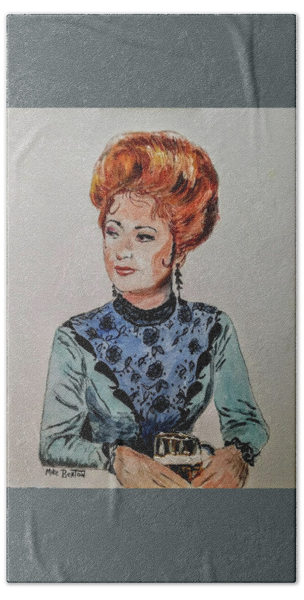 Amanda Blake Beach Towel featuring the painting Miss Kitty by Mike Benton