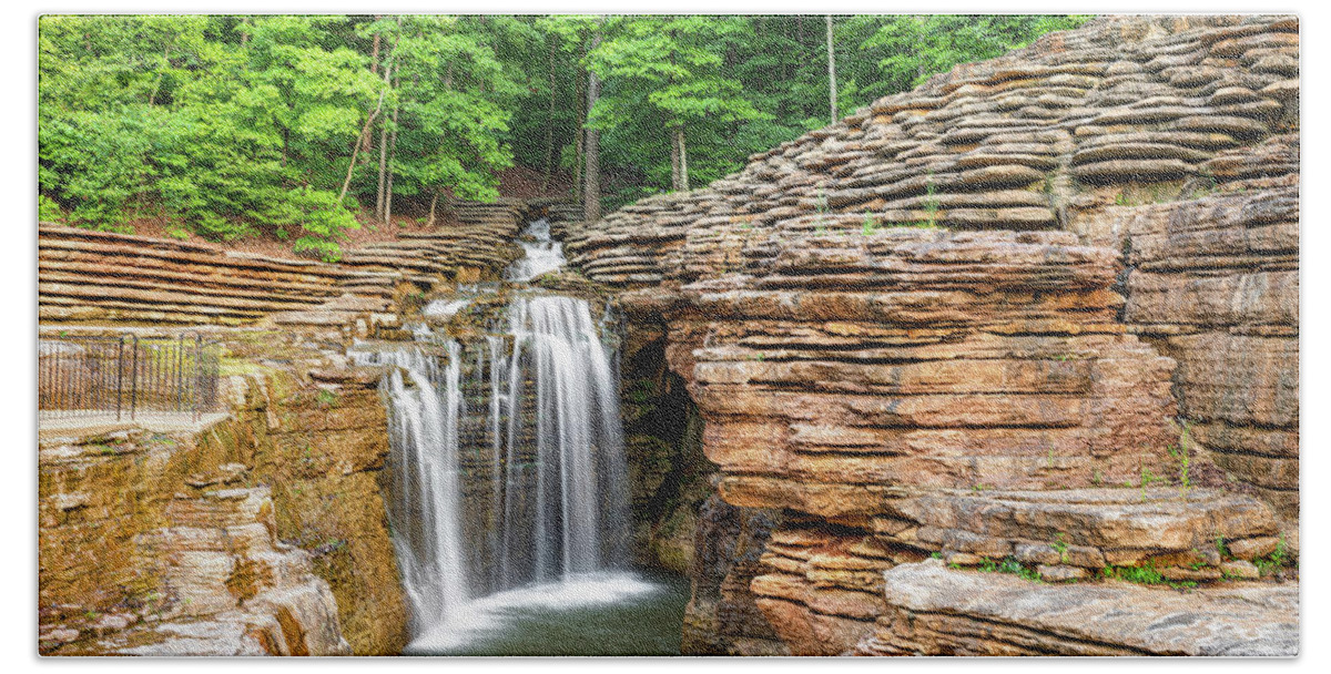 America Beach Towel featuring the photograph Missouri Ozark Waterfall - Top of the Rock by Gregory Ballos