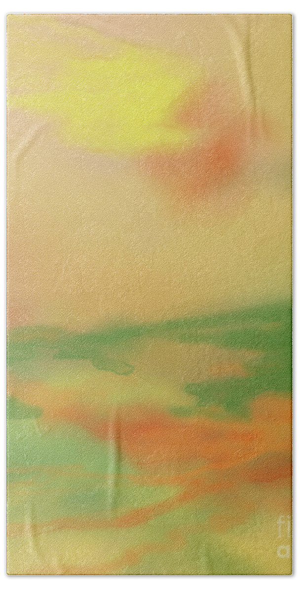 Misty Morning Sunrise Beach Towel featuring the digital art Misty Morning Sunrise by Annette M Stevenson