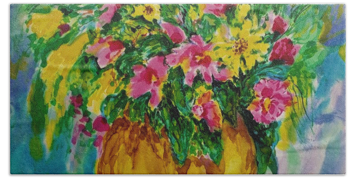 Flowers Beach Towel featuring the painting Momma's Flowers by Susan Moody