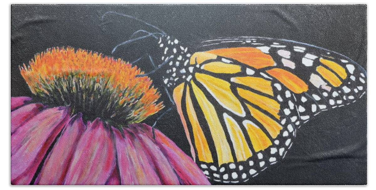 Butterfly Beach Towel featuring the painting Monarch by Jodie Marie Anne Richardson Traugott     aka jm-ART