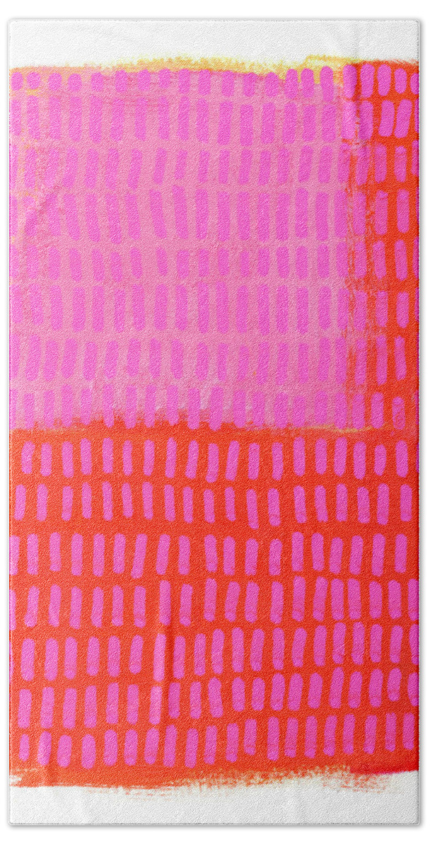 Abstract Art Beach Towel featuring the painting Monochrome Pink by Jane Davies