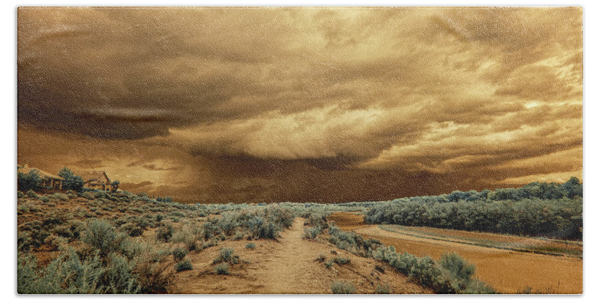 Monsoon Beach Towel featuring the photograph Monsoon Clouds Over the Rio Grande by Michael McKenney