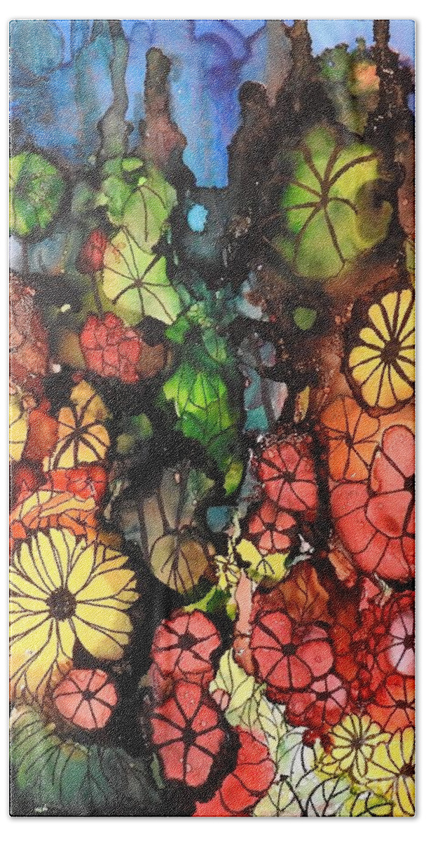 Flowers Beach Towel featuring the painting Moonflowers II by Petra Burgmann