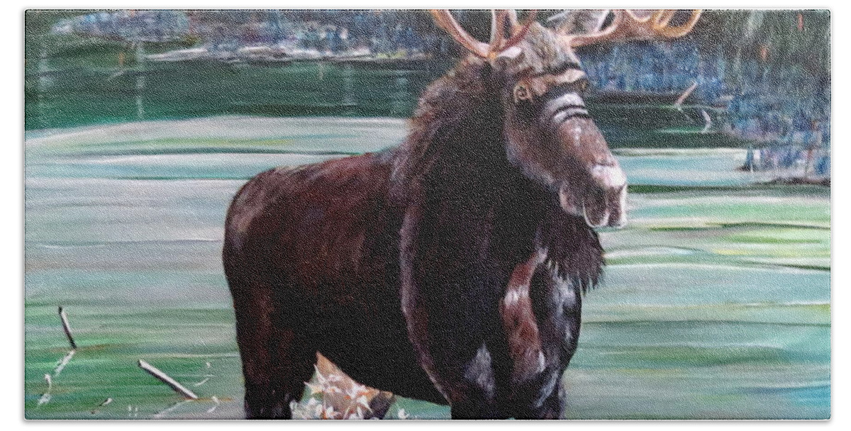 Moose Beach Sheet featuring the painting Moose County by Marilyn McNish