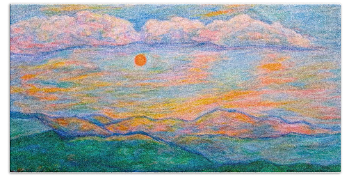 Sunrise Beach Towel featuring the pastel Morning Color Dance by Kendall Kessler
