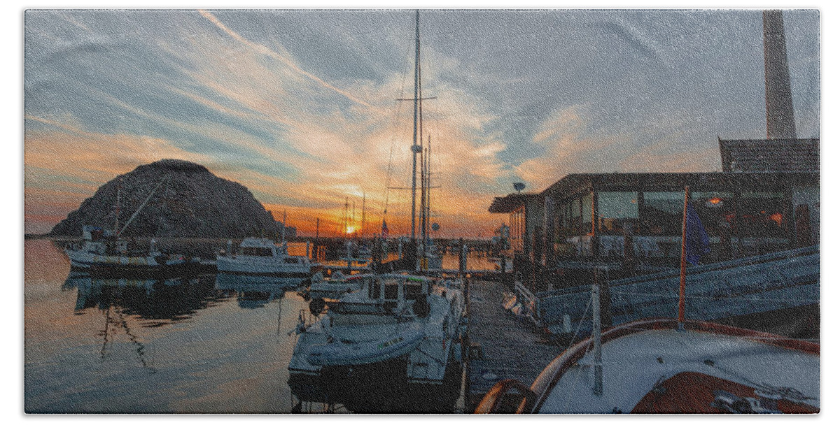 Morro Bay Beach Towel featuring the photograph Morro Bay Sunset by Mike Long