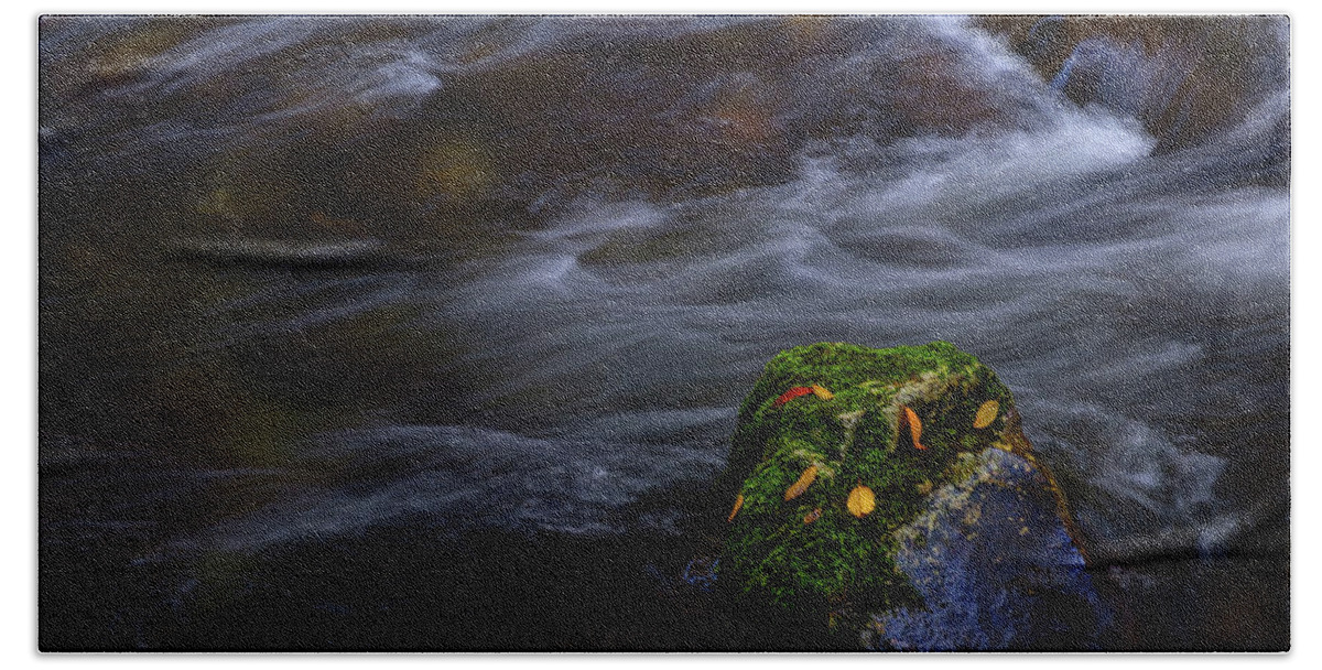 Sunset Beach Towel featuring the photograph Moss Covered Rock by Johnny Boyd