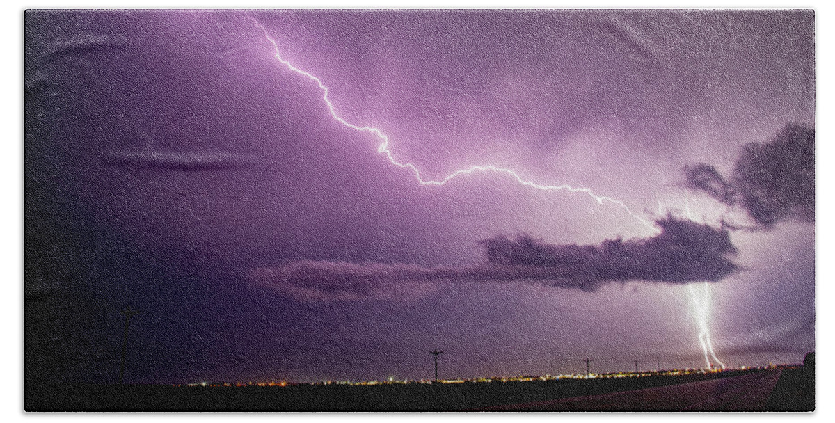 Nebraskasc Beach Towel featuring the photograph Mother Nature's Fireworks Finale 028 by Dale Kaminski