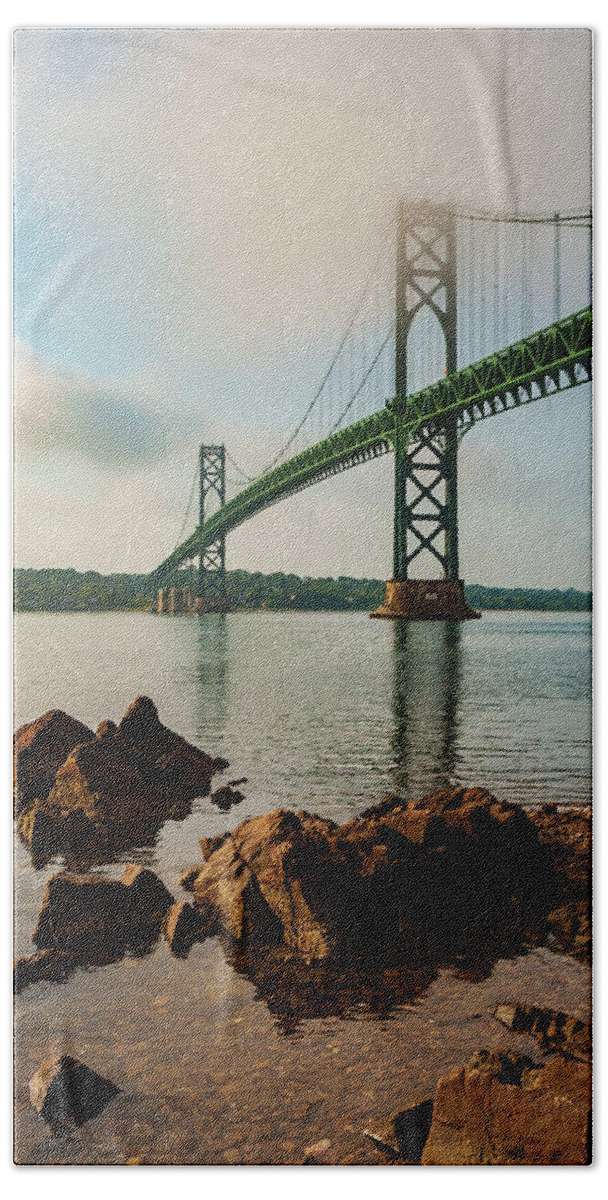 Providence Beach Towel featuring the photograph Mount Hope Bridge III Color by David Gordon