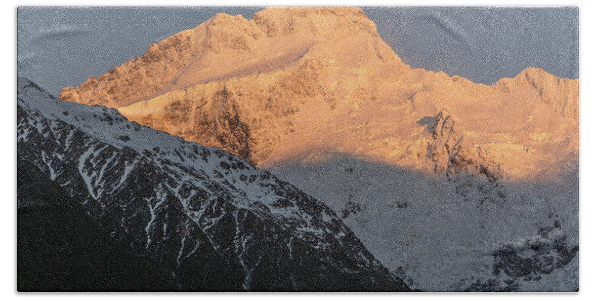 Mount Cook Beach Towel featuring the photograph Mount Sefton sunrise by Mark Hunter
