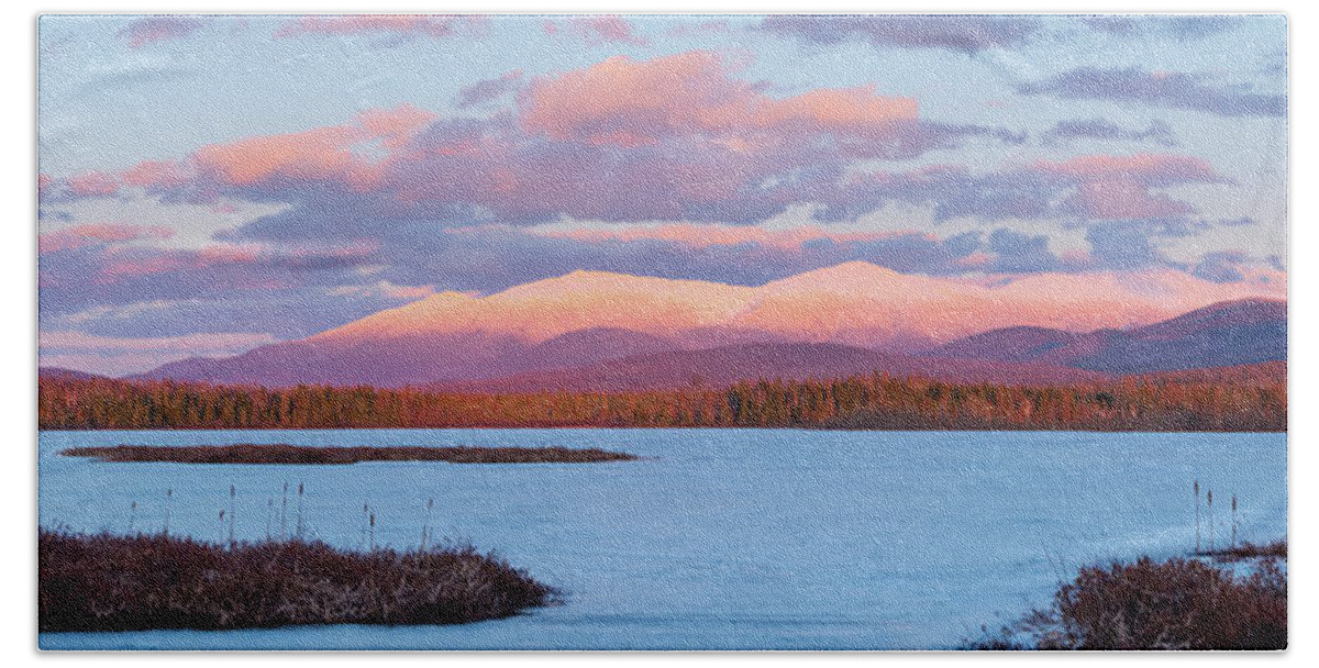 New Hampshire Beach Towel featuring the photograph Mountain Views Over Cherry Pond by Jeff Sinon