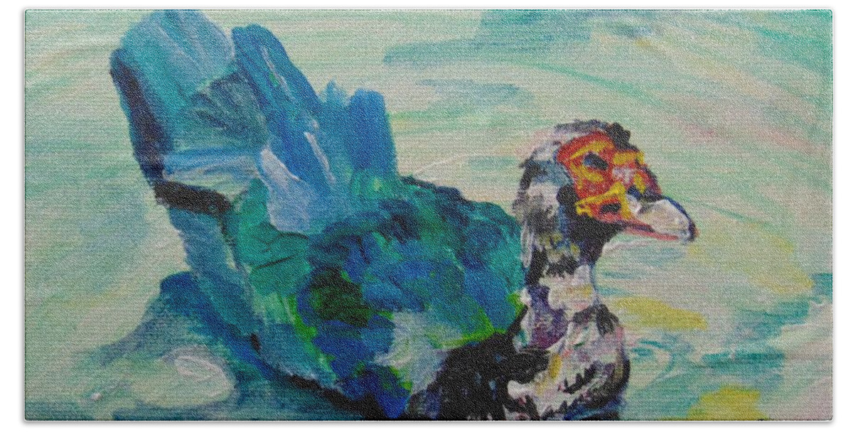 Muscovy Beach Towel featuring the painting Muscovy by Saundra Johnson