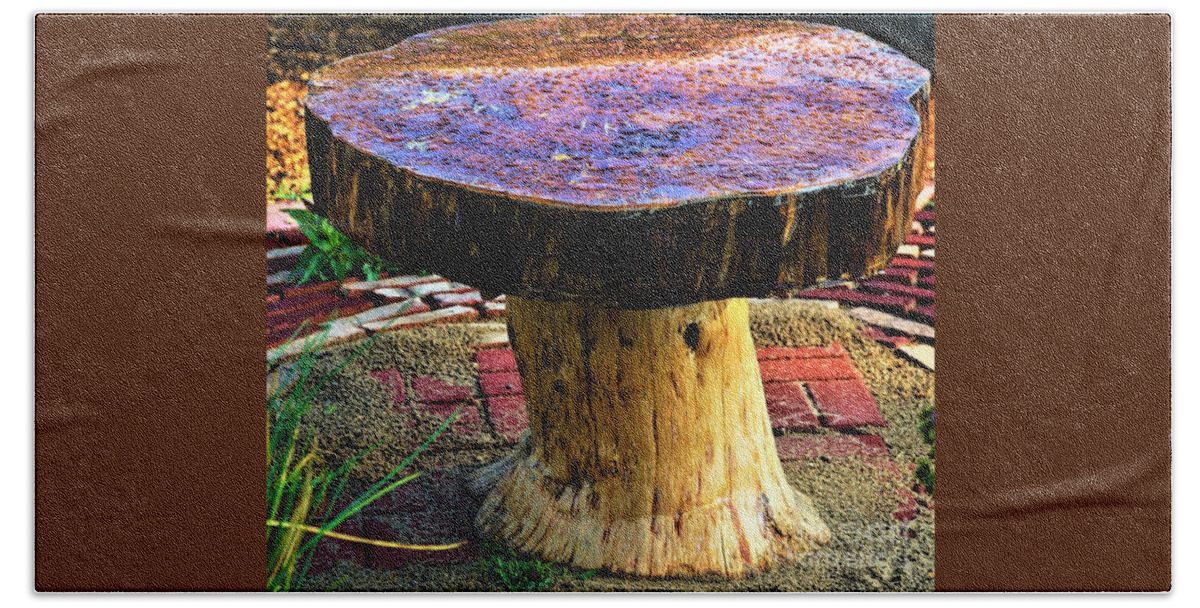 Table Beach Towel featuring the photograph Mushroom Table by Merle Grenz