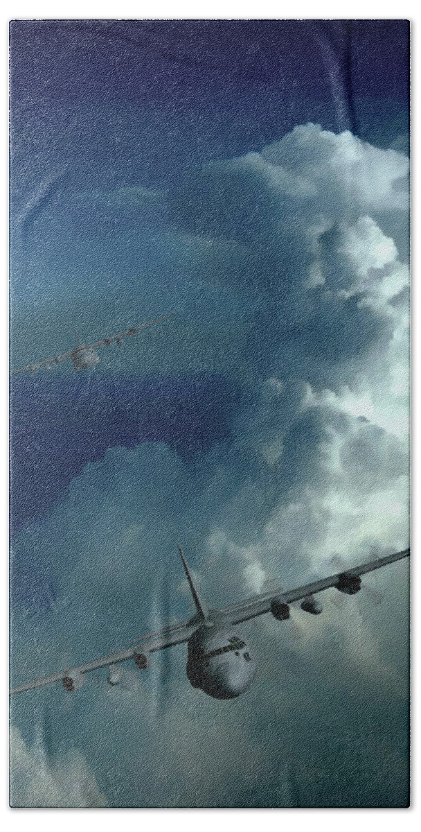 C-130 Beach Towel featuring the digital art Mutual Support by Michael Brooks