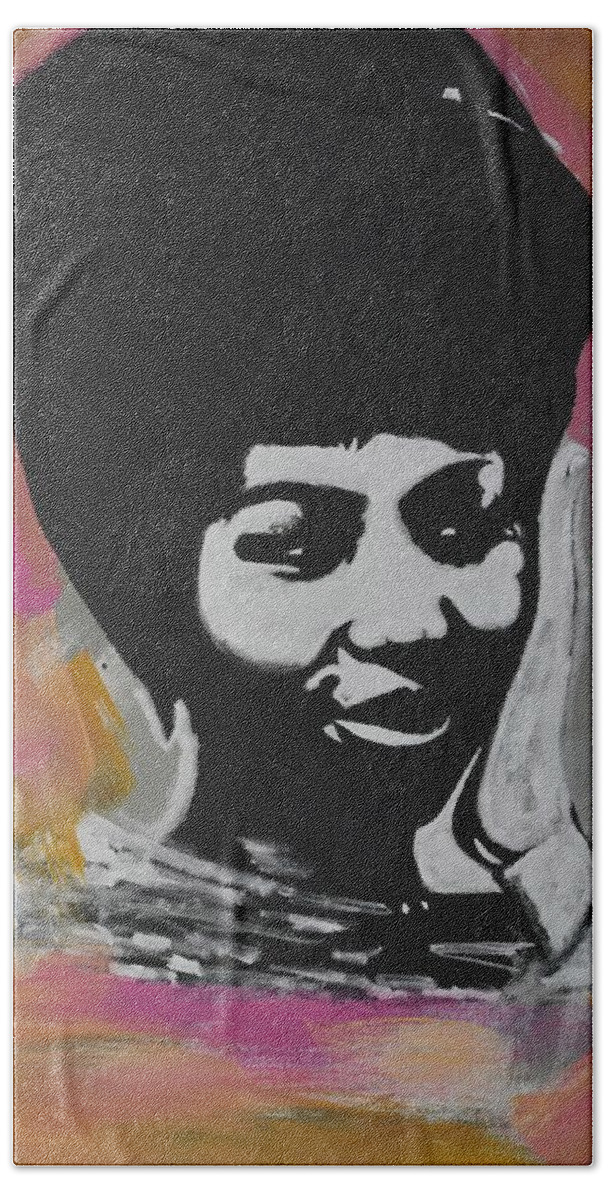 Aretha Franklin Beach Towel featuring the painting Mz Franklin by Antonio Moore