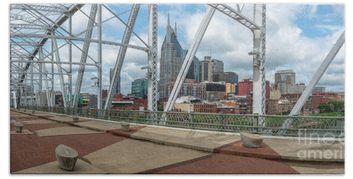 City Beach Towel featuring the photograph Nashville Cityscape from the Bridge by David Smith