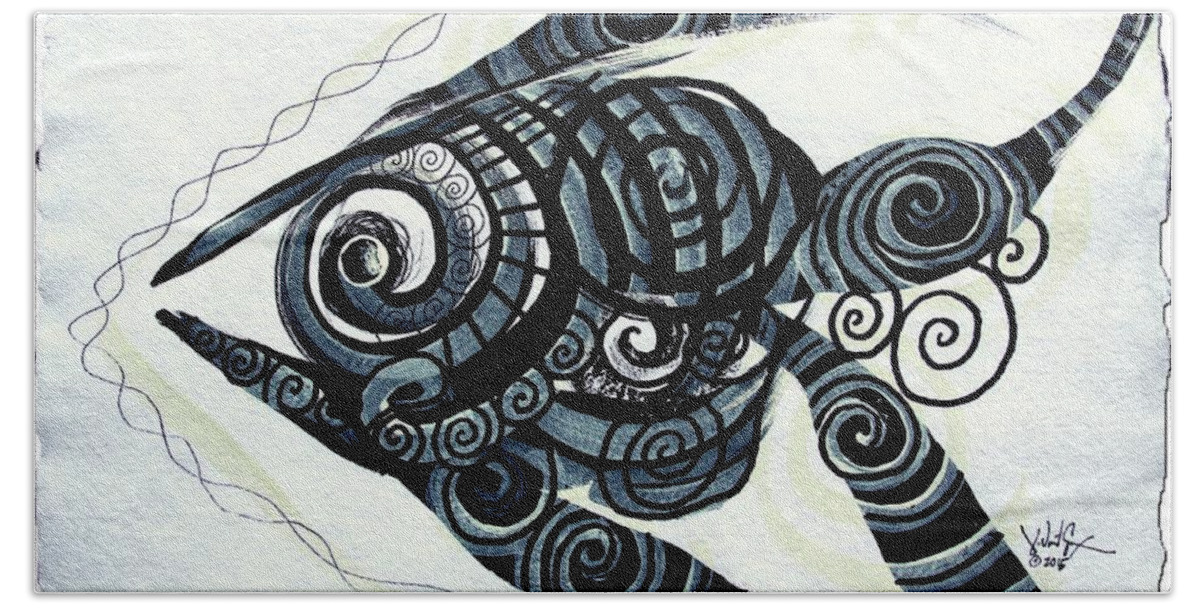 Fish Beach Towel featuring the painting Nativemmental, Fish 2 by J Vincent Scarpace