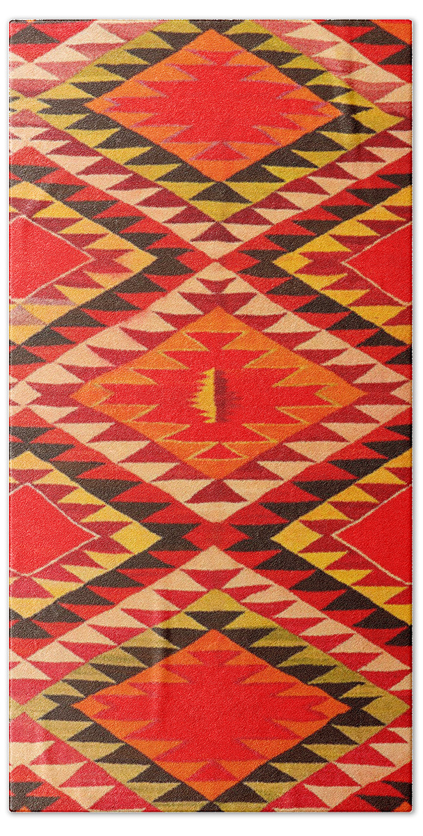 Navajo Beach Towel featuring the tapestry - textile Navajo Blanket 1870s by Peter Ogden