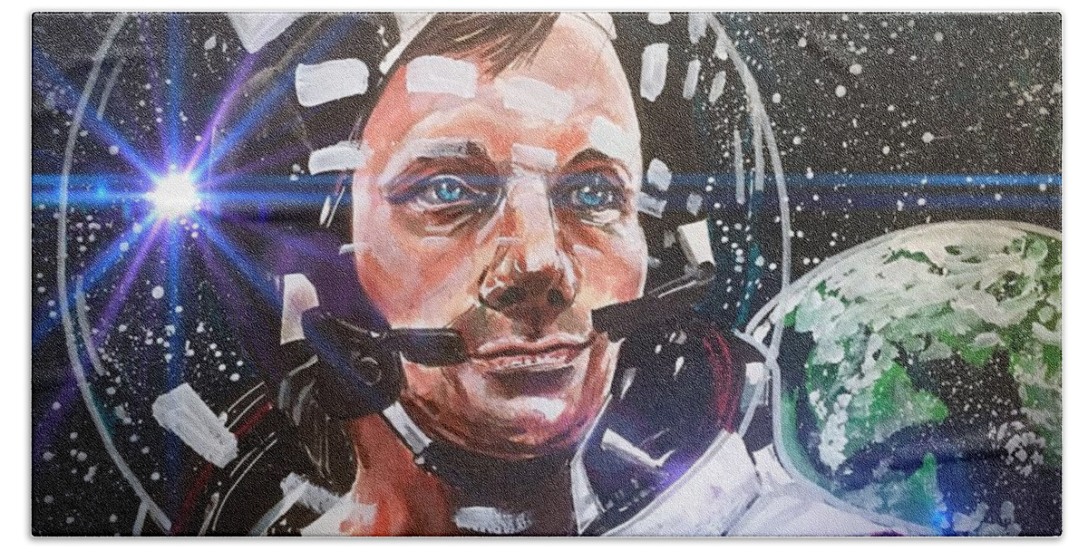 Neil Armstrong Beach Towel featuring the painting Neil Armstrong by Joel Tesch