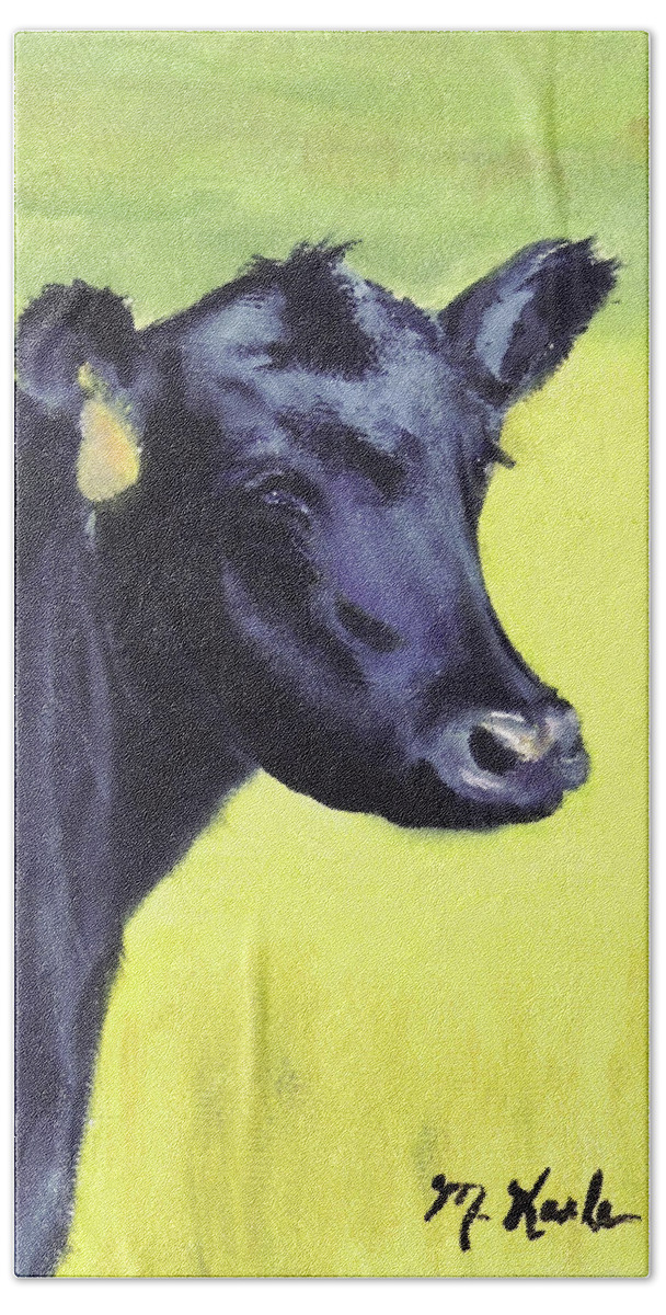 Cow Beach Towel featuring the painting Nelson's Cow by Marsha Karle