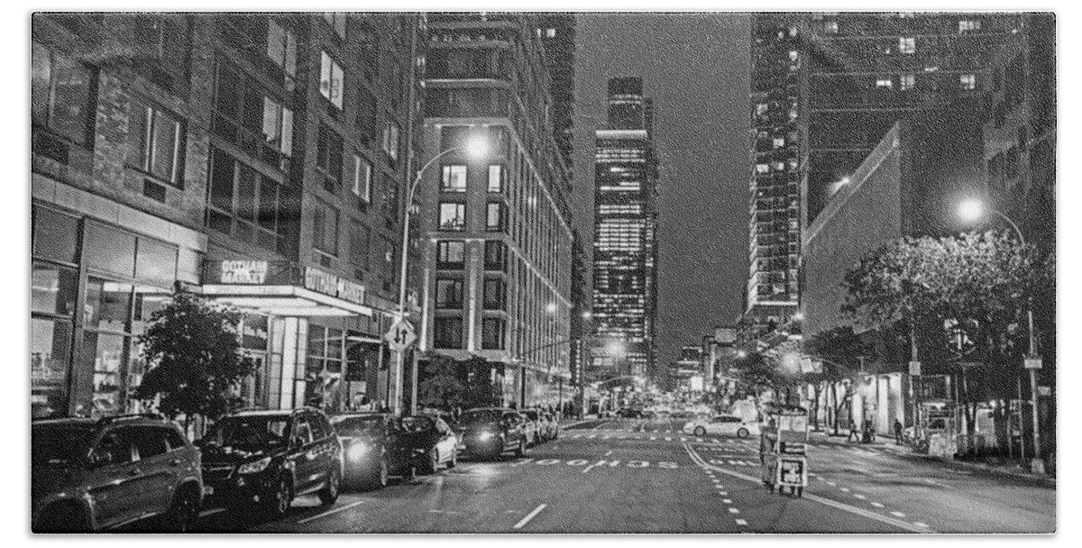 New Beach Towel featuring the photograph New York City Gotham West Market New York NY Black and White by Toby McGuire
