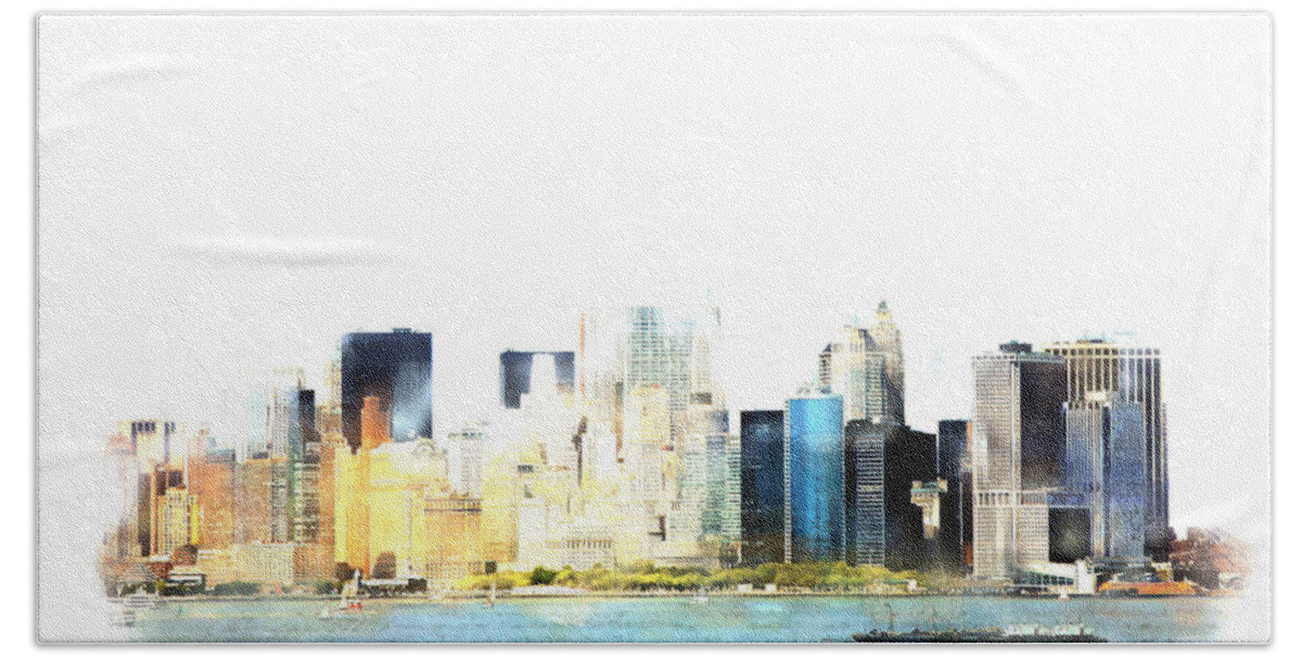Skyline Beach Sheet featuring the photograph New York Skyline Illustration 2 by Richard Ortolano