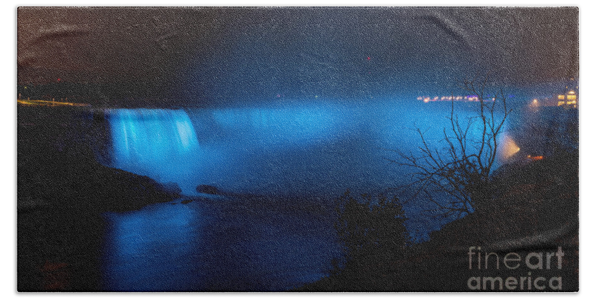 Photography Beach Towel featuring the photograph Blue Horseshoe Falls by Alma Danison