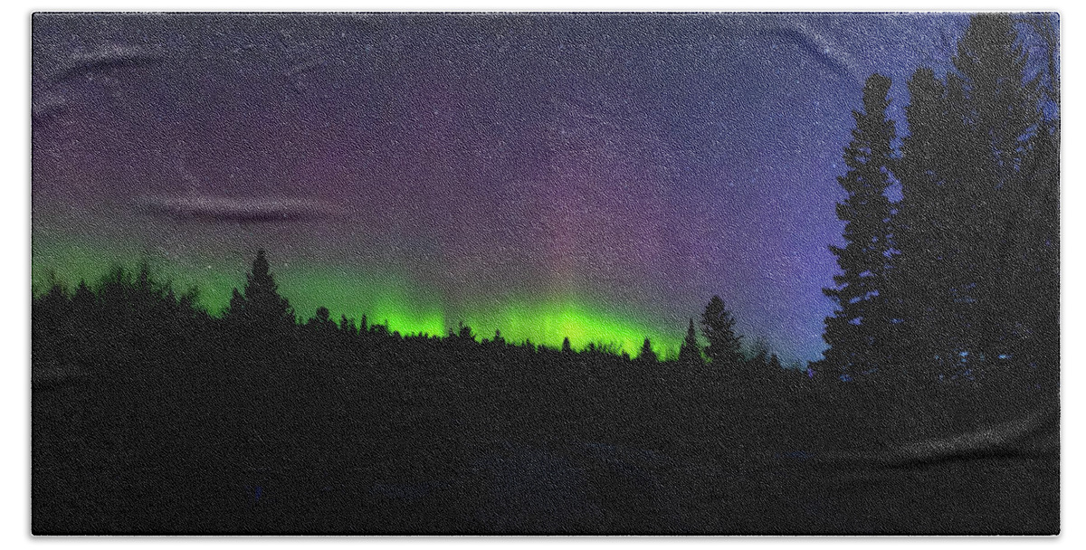 Northern Lights Beach Towel featuring the photograph Night Dancer by Susan Rissi Tregoning