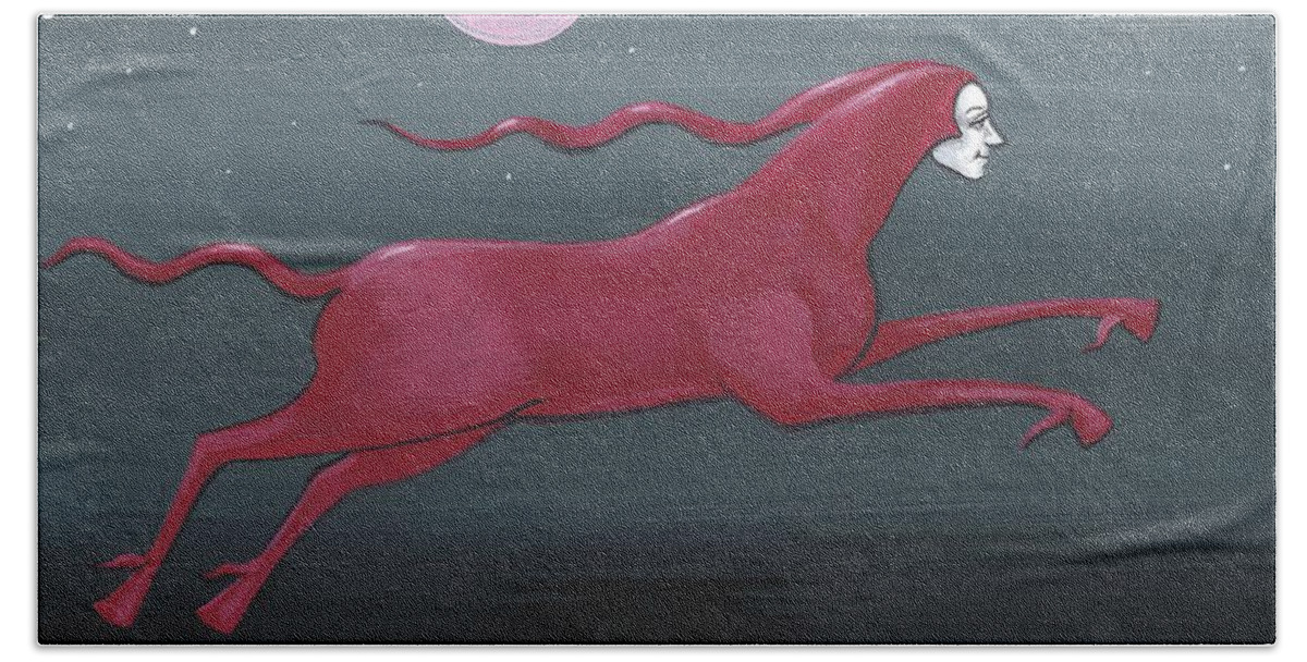 Print Beach Towel featuring the painting Night Run by Margaryta Yermolayeva
