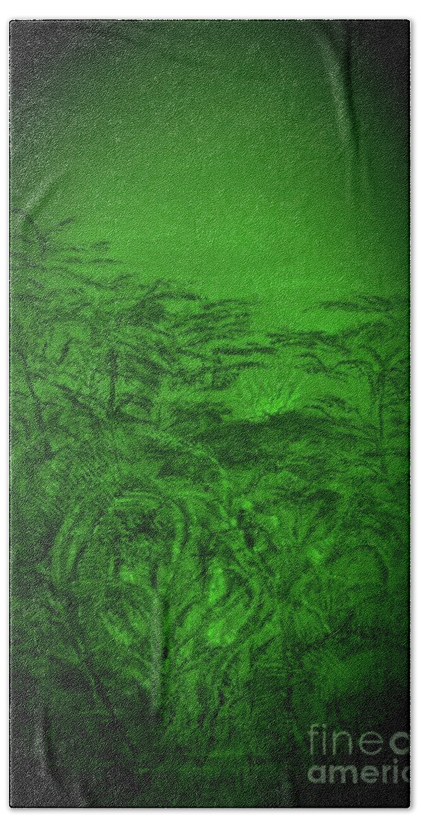 Aina Beach Towel featuring the painting Night Vision by Michael Silbaugh